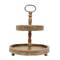 Hello Honey® 18.5" Distressed Brown Wooden 2-Tier Tray with Metal Handle